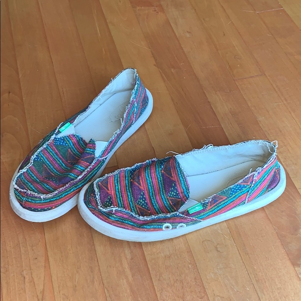 Sanuk Tribal Print Slip-On Shoes